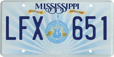 MS license plate LFX651