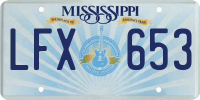 MS license plate LFX653
