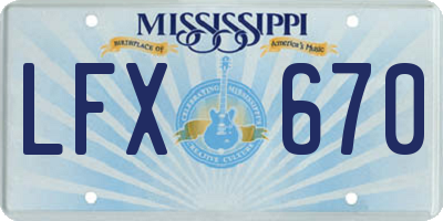 MS license plate LFX670