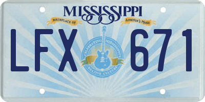 MS license plate LFX671