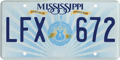 MS license plate LFX672