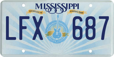 MS license plate LFX687