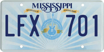 MS license plate LFX701