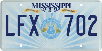 MS license plate LFX702
