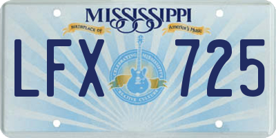 MS license plate LFX725