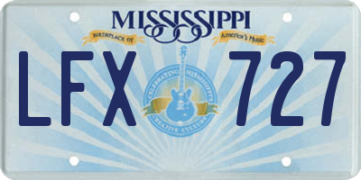 MS license plate LFX727