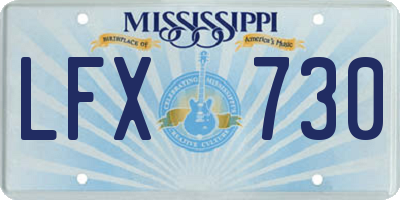 MS license plate LFX730