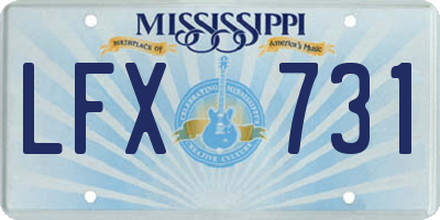 MS license plate LFX731