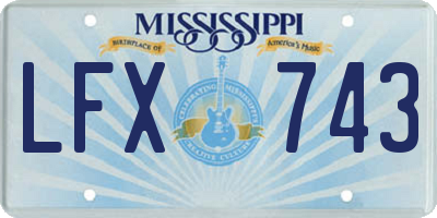 MS license plate LFX743