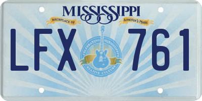 MS license plate LFX761
