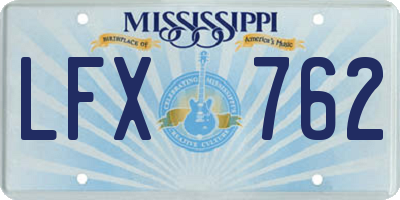 MS license plate LFX762
