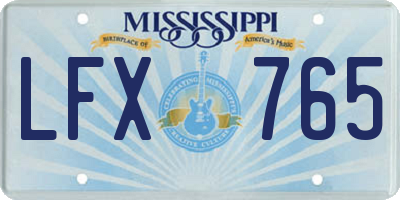 MS license plate LFX765