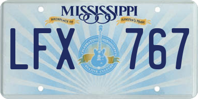 MS license plate LFX767