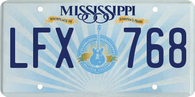 MS license plate LFX768