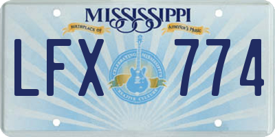 MS license plate LFX774