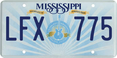 MS license plate LFX775