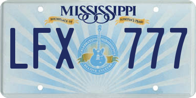 MS license plate LFX777
