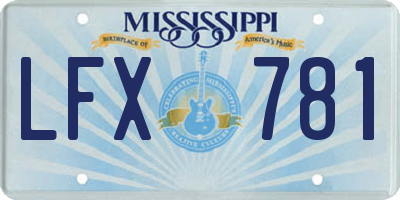 MS license plate LFX781