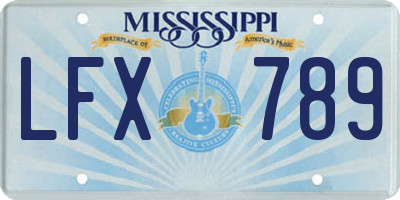 MS license plate LFX789