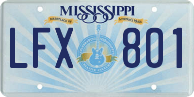 MS license plate LFX801