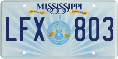 MS license plate LFX803
