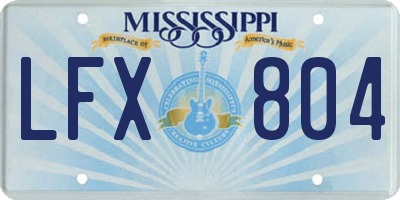 MS license plate LFX804