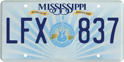 MS license plate LFX837
