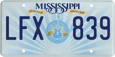MS license plate LFX839