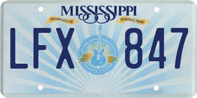 MS license plate LFX847