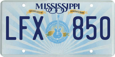 MS license plate LFX850