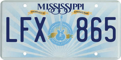 MS license plate LFX865