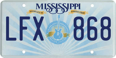 MS license plate LFX868