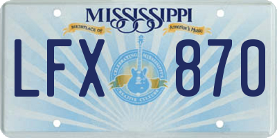 MS license plate LFX870
