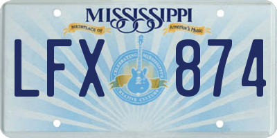 MS license plate LFX874