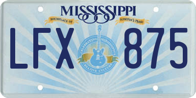 MS license plate LFX875