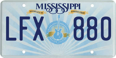 MS license plate LFX880