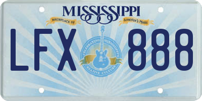 MS license plate LFX888