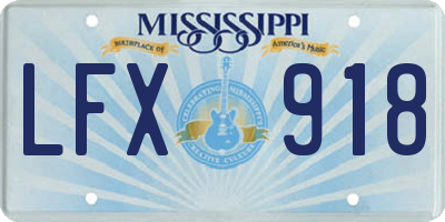 MS license plate LFX918