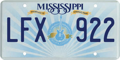 MS license plate LFX922