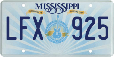 MS license plate LFX925