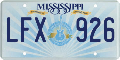 MS license plate LFX926