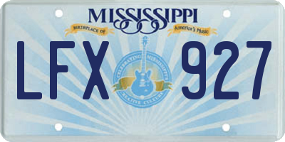 MS license plate LFX927