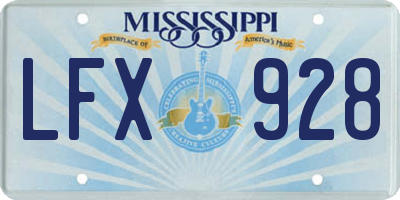 MS license plate LFX928