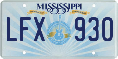 MS license plate LFX930
