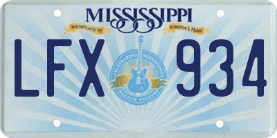 MS license plate LFX934