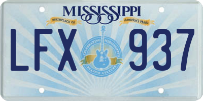 MS license plate LFX937
