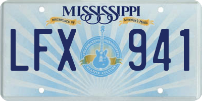 MS license plate LFX941