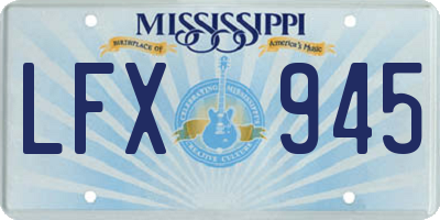MS license plate LFX945