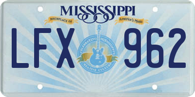 MS license plate LFX962