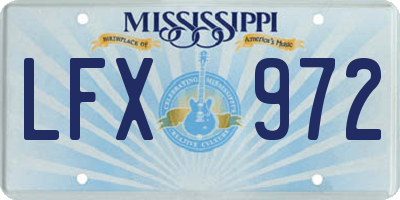 MS license plate LFX972